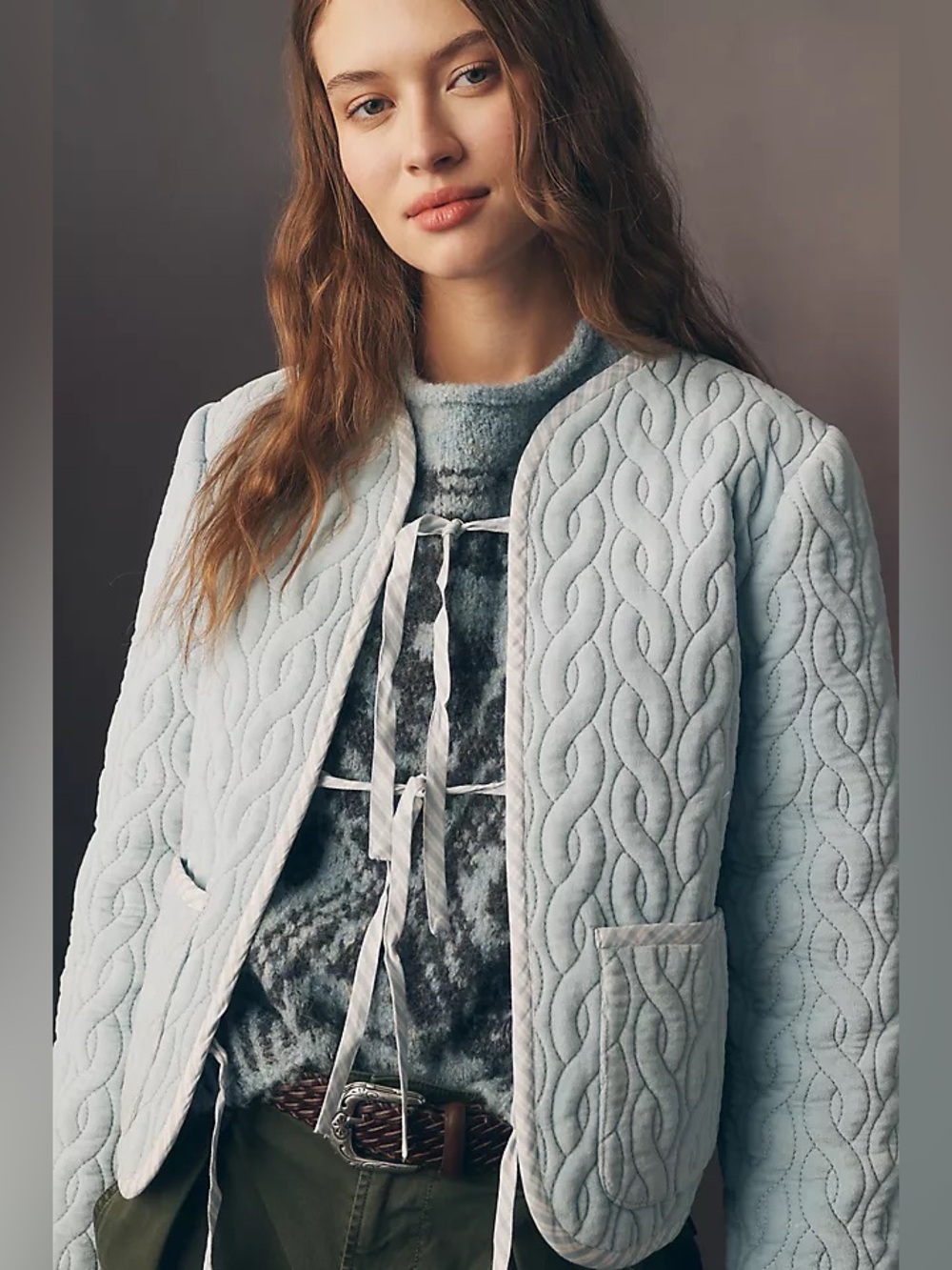 Forever That Girl Quilted Velvet Tie Front Jacket Size XS EUC